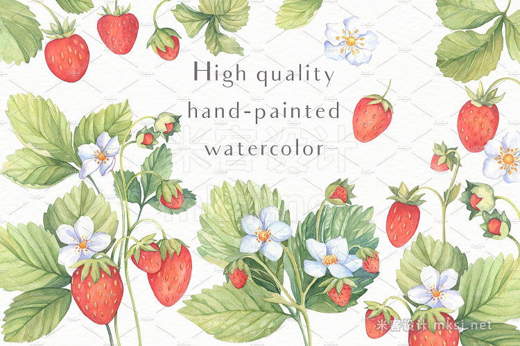 png素材 Sweet Watercolor Strawberry