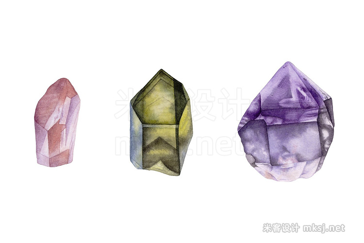 png素材 Watercolor Crystals Stones