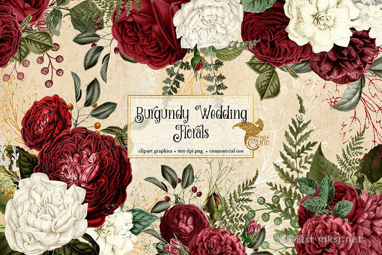 png素材 Burgundy Wedding Florals