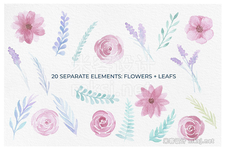 png素材 Delicate Watercolor Floral Graphics