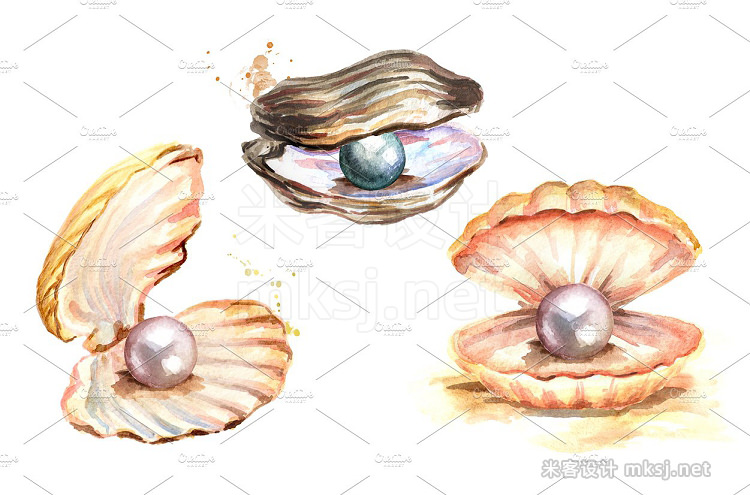 png素材 Pearls Watercolor collection