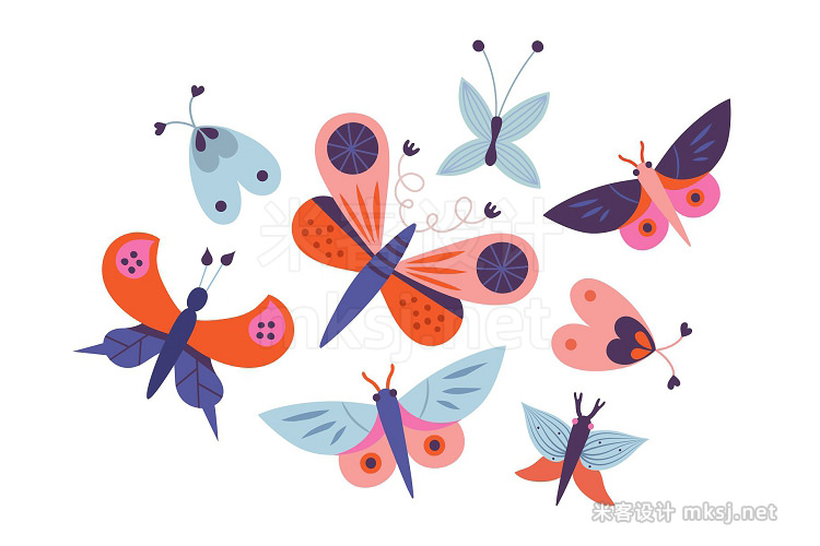 png素材 Butterflies and flowers vector set