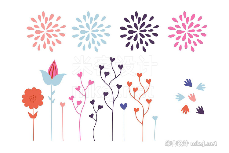 png素材 Butterflies and flowers vector set