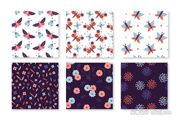 png素材 Butterflies and flowers vector set