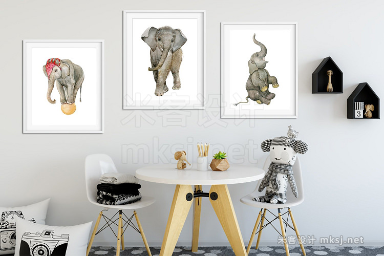 png素材 Elephants watercolor illustrations