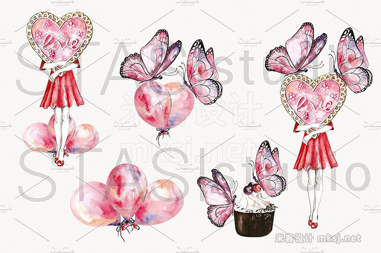 png素材 Love Clipart Pink Butterflies