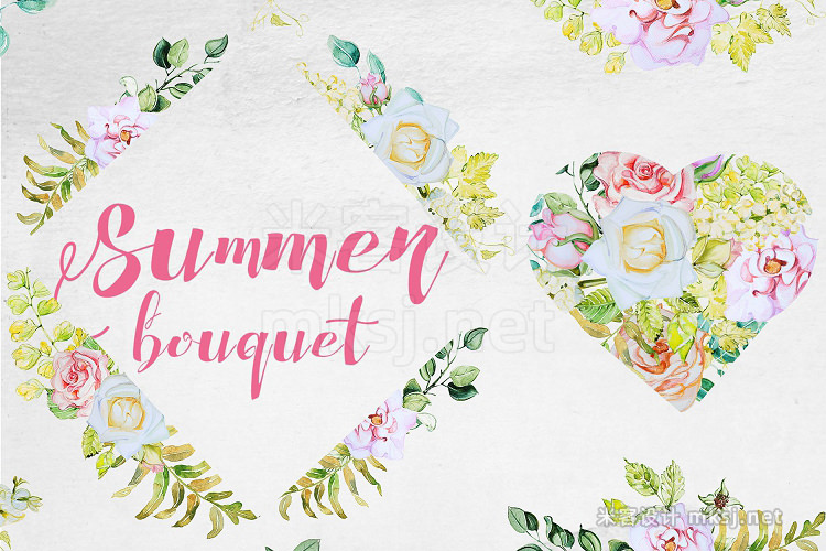png素材 Watercolor Summer Bouquet Clipart
