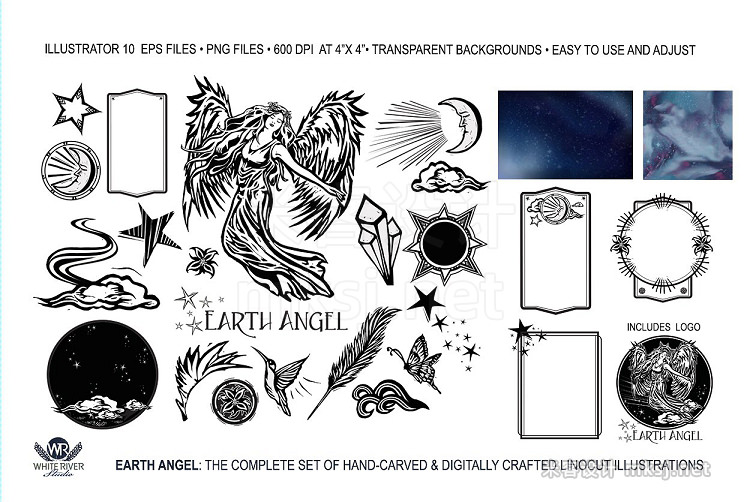 png素材 Earth Angel Linocuts