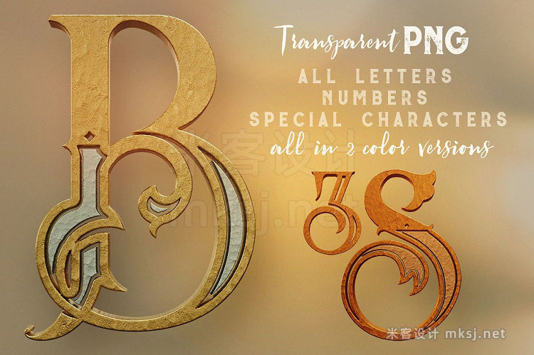 png素材 Golden Ornament- 3D Lettering