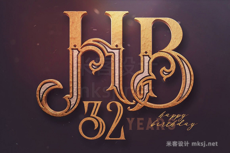 png素材 Golden Ornament- 3D Lettering