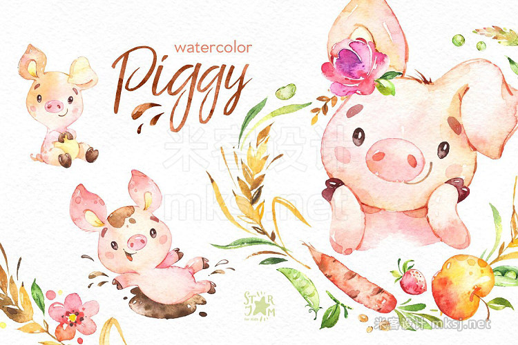 png素材 Watercolor Piggy Collection