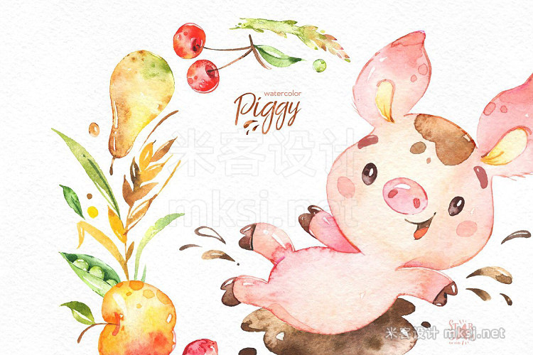 png素材 Watercolor Piggy Collection