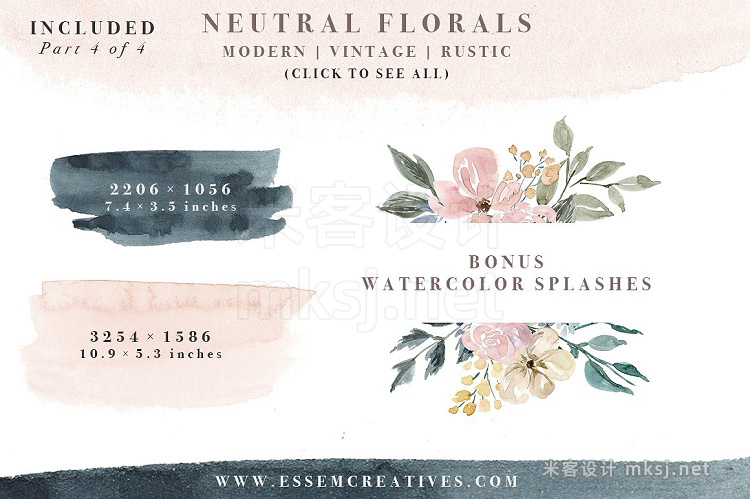 png素材 Neutral Watercolor Flower Graphics