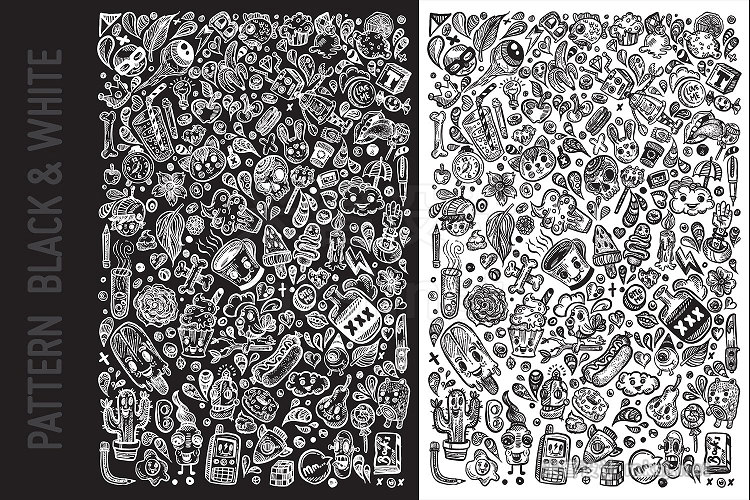 png素材 Hand Drawn Doodle Pattern Sets 2