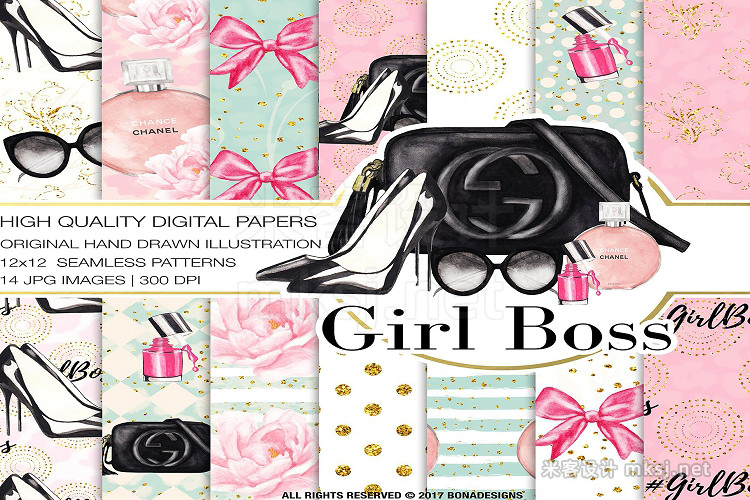 png素材 GirlBoss Digital PaperBonus Posters