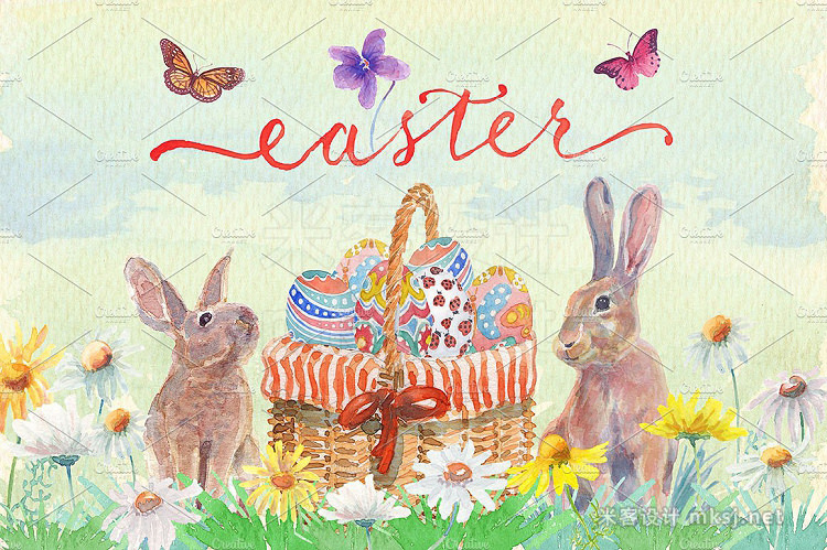 png素材 Watercolor easter clipart set