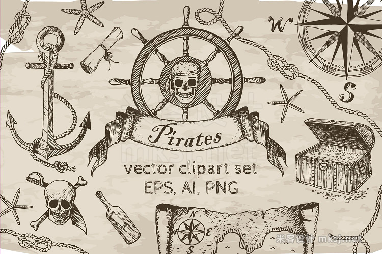 png素材 Pirates Vector Clipart Set