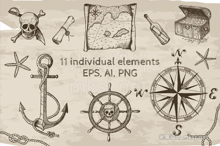 png素材 Pirates Vector Clipart Set