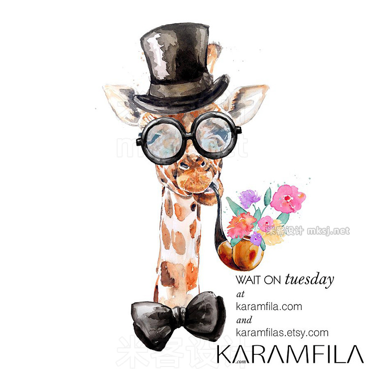 png素材 Funny Fashion Giraffes Digital Paper