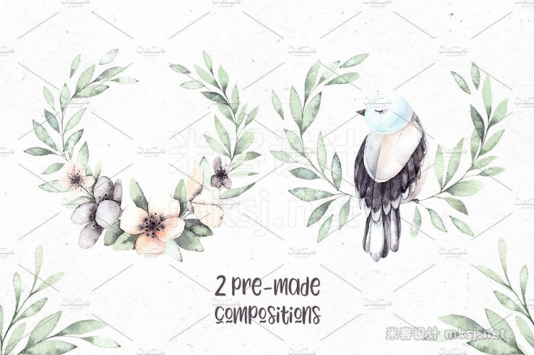 png素材 Lovely Birds Watercolor set