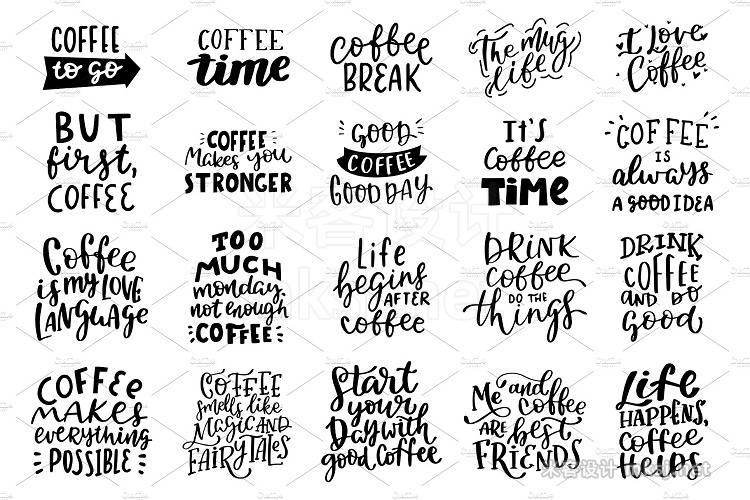 png素材 Coffee hand drawn lettering set
