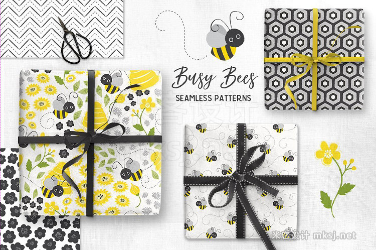 png素材 Busy Bees Baby Vector Patterns