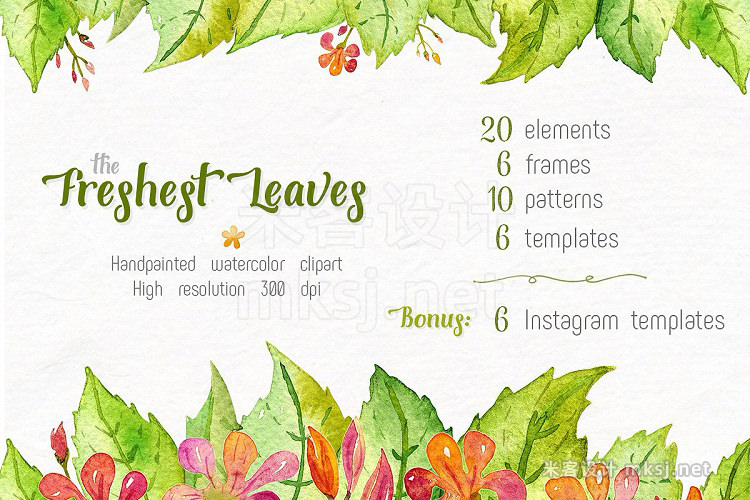 png素材 Freshest Leaves Watercolor Clip Art