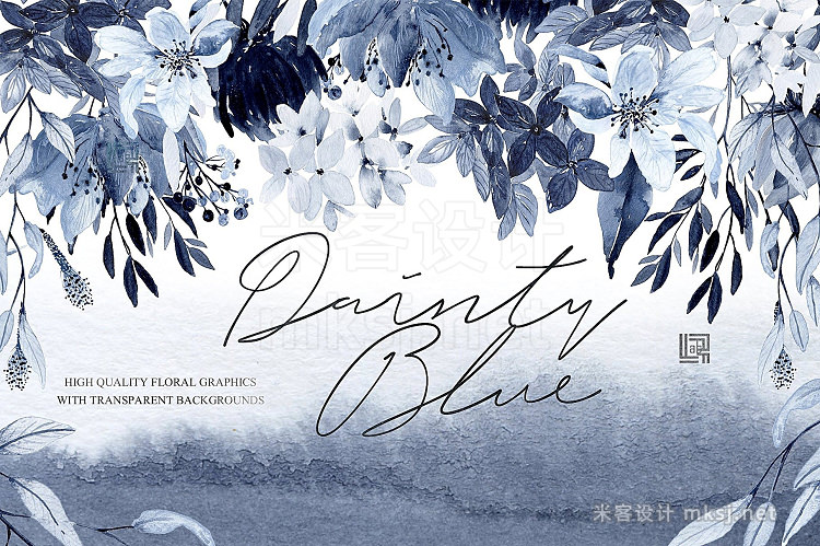 png素材 Dainty blue Navy blue flowers