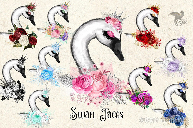 png素材 Swan Faces Clipart