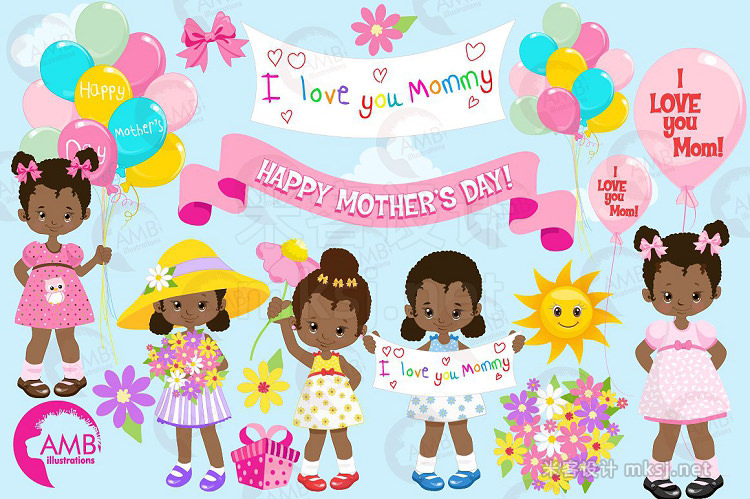 png素材 Mothers day kids Clipart AMB-1802