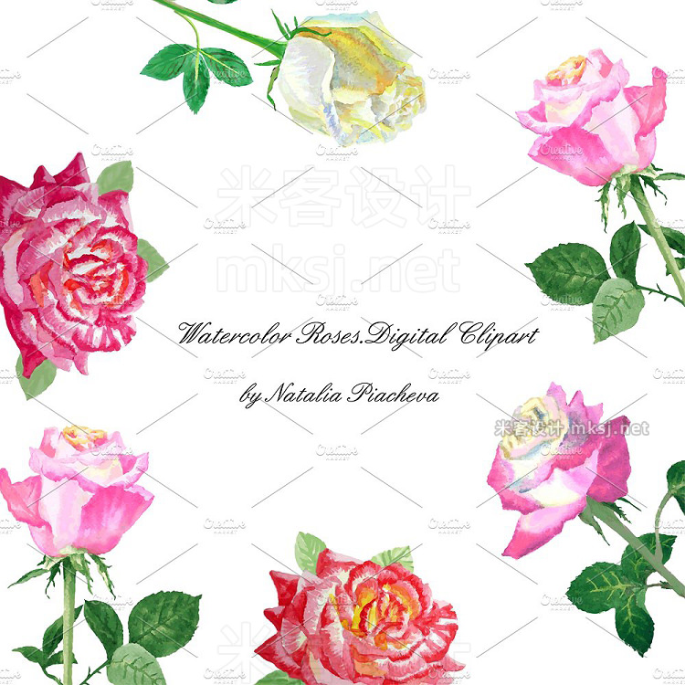 png素材 Watercolor clipart with roses