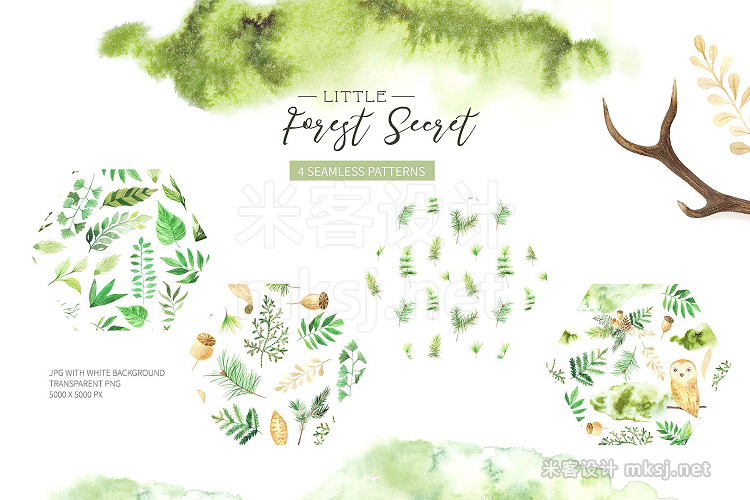 png素材 Watercolor Forest Graphic Set