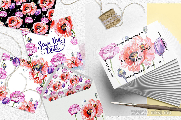 png素材 Amazing poppies PNG watercolor set