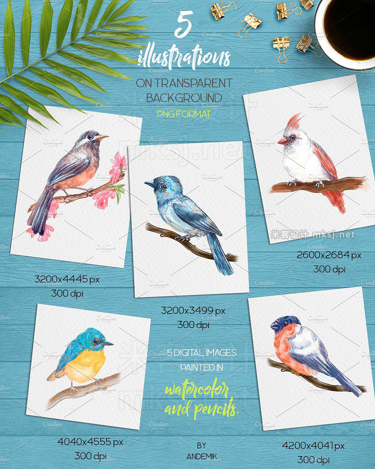 png素材 Song of bird Watercolor clipart