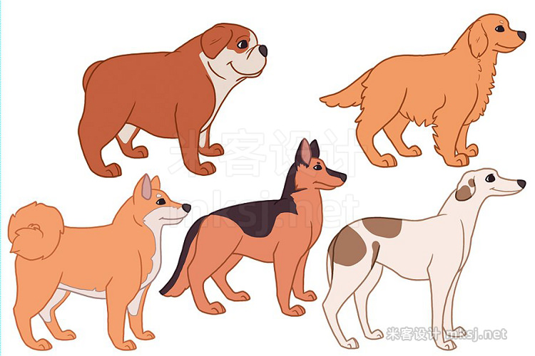 png素材 16 Dog breed illustrations