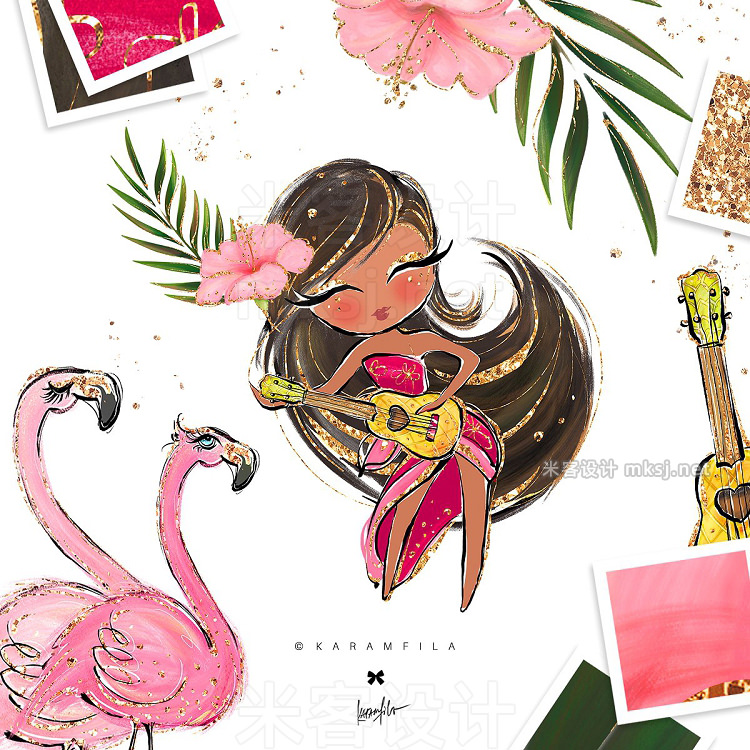 png素材 Hawaii Hula-Girls Clipart