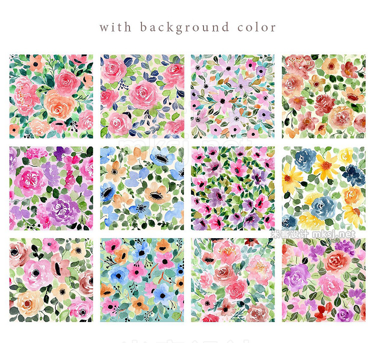 png素材 12 Floral Watercolor Backgrounds