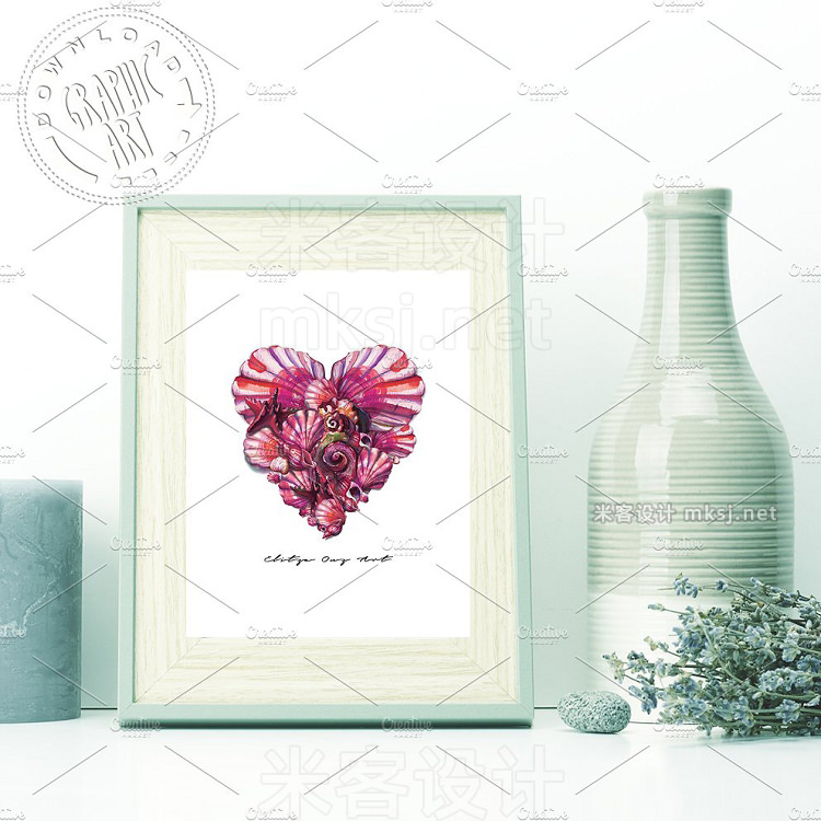 png素材 Seashell Heart Printable Wall Art