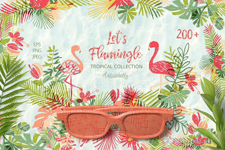 png素材 Let's Flamingle tropical collection