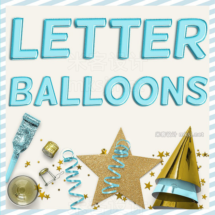 png素材 Aqua Blue Balloon PNG Letters