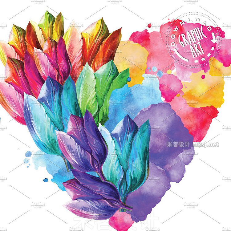 png素材 Prints Poster Card -Flower Heart