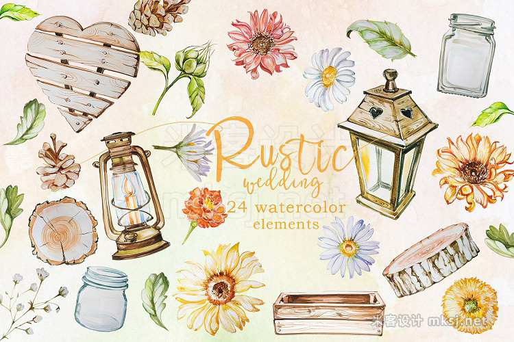 png素材 Watercolor Rustic Wedding Clipart