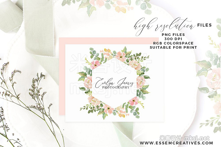 png素材 Wedding Invite Watercolor Flower PNG