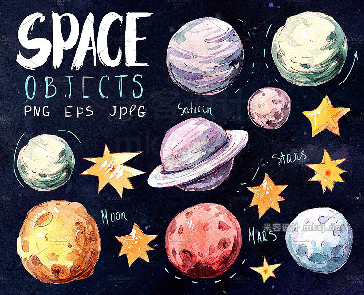 png素材 Space Watercolor set
