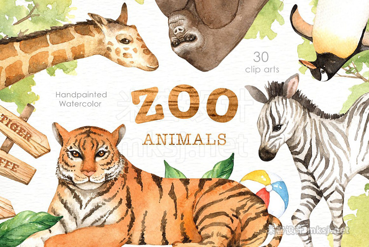 png素材 Zoo Animals Watercolor clipart