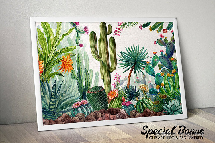 png素材 Watercolor Cactuses