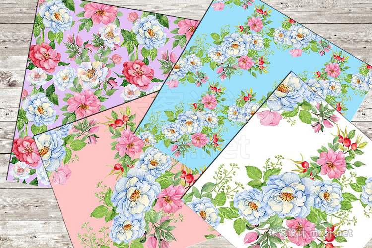 png素材 Wild rose seamless patterns