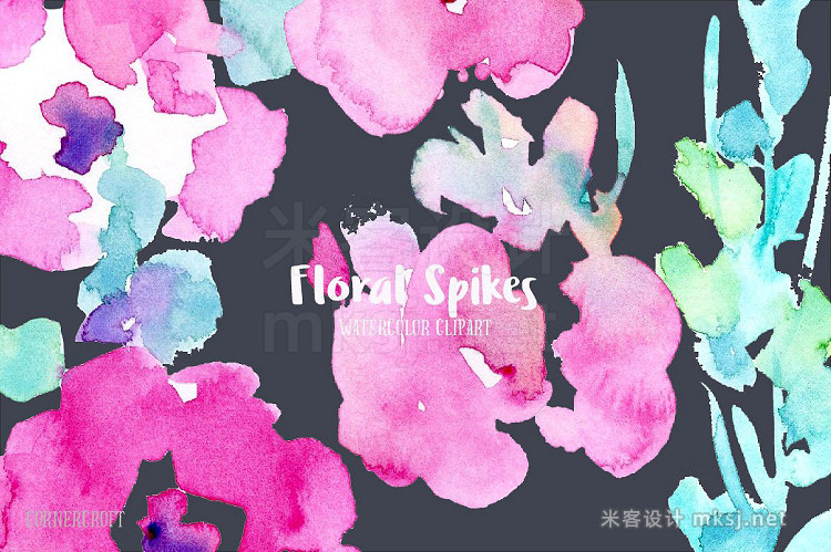 png素材 Watercolor Design Kit Floral Spikes