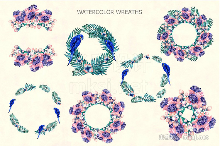 png素材 Tropical watercolor set