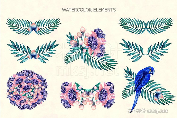 png素材 Tropical watercolor set